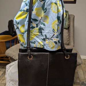 Genuine Black Pebbled Leather Shoulder Bag Mid-Size Essential Tote